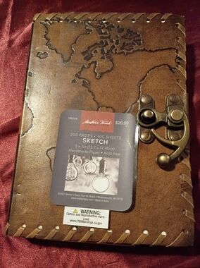 Artist's Touch Leather Sketch Journal with Map Embossing